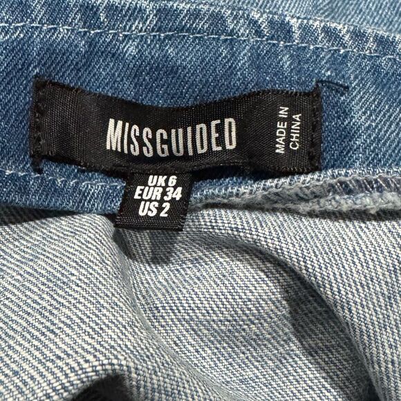 Missguided Front Button Ruffle Sleeve Denim Mini Dress Women’s 4 - Picture 3 of 3